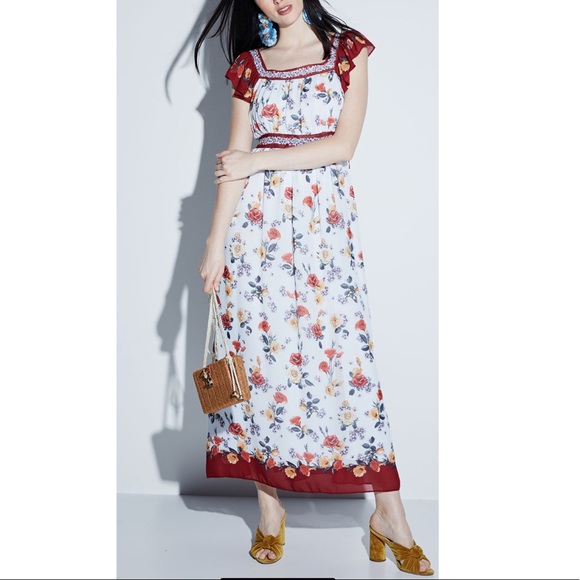 Max Studio Floral Flutter-Sleeve Georgette Dress - Picture 1 of 7